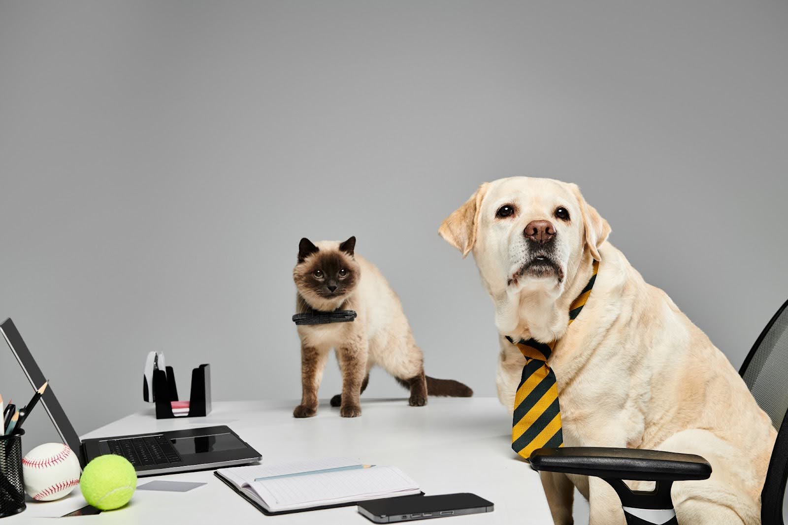 Dog and Cat at work