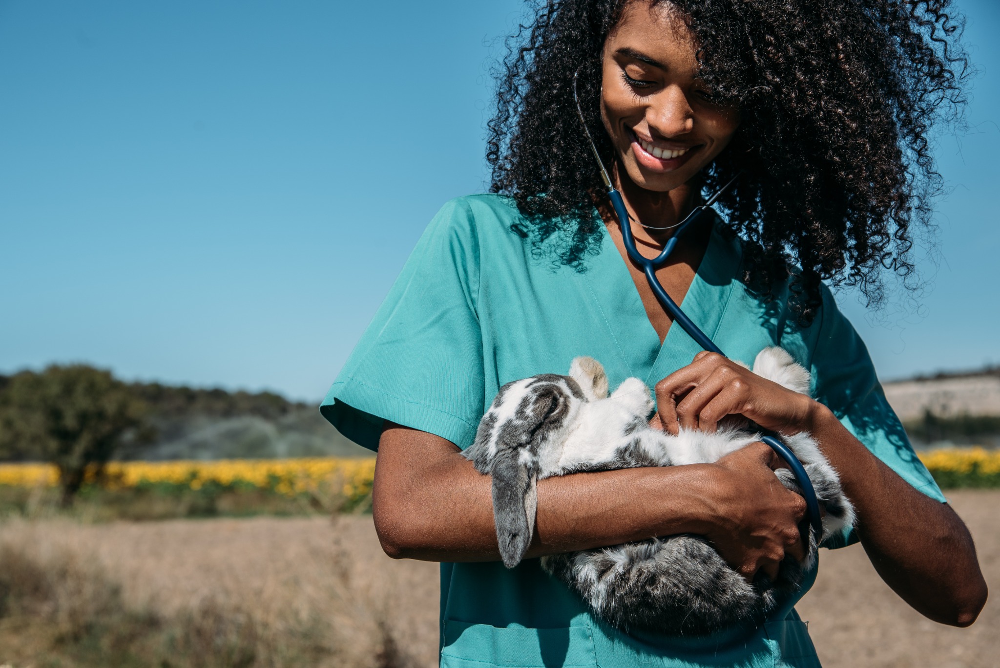 Mobile Veterinarian with Rabbit